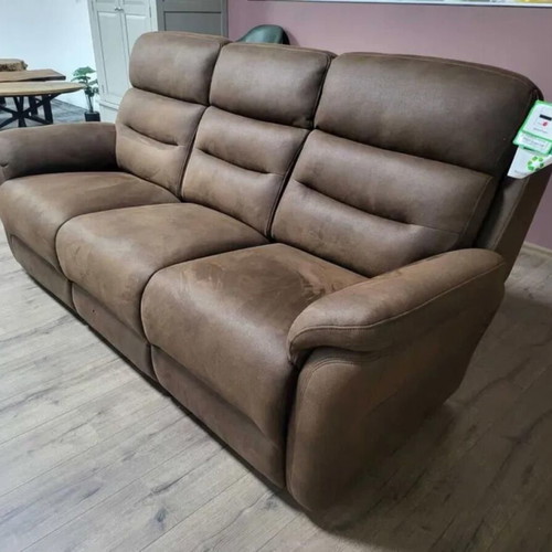 Brown fabric sofa three-seater new
