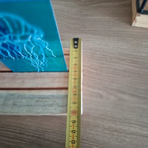 Whale Shark and Jellyfish Glass Suncatcher with Wooden Holder