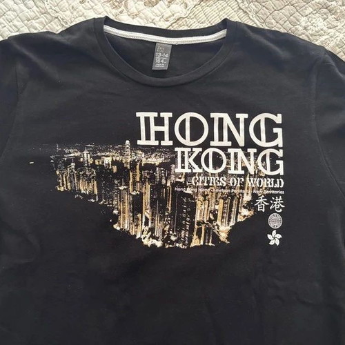 Zara Kids long-sleeve T-shirt used, black with gold print, size S 164 cm