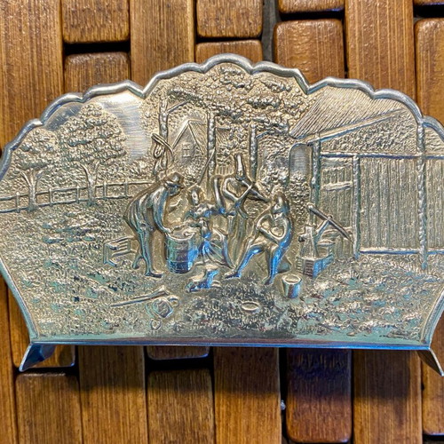 Vintage silver-plated napkin holder used, from Denmark