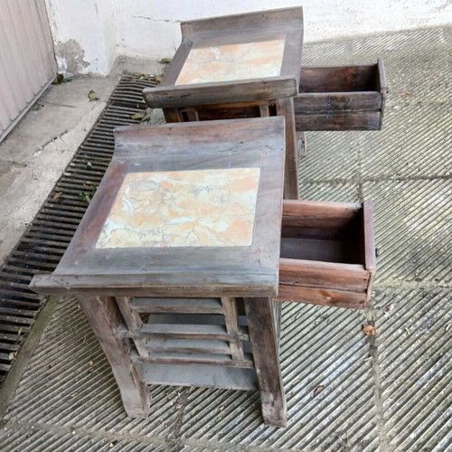 Chinese tables used with marble top and drawers