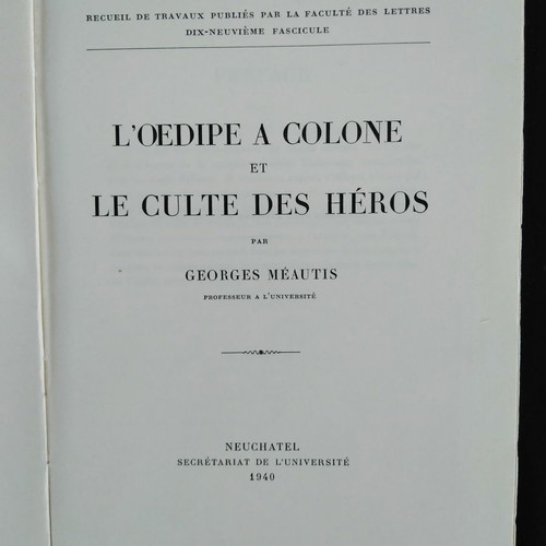 Georges Meautis L' Oedipe a Colone et le Culte des Heros μεταχειρισμένο βιβλίο