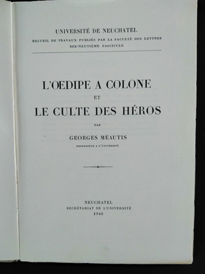 Georges Meautis L' Oedipe a Colone et le Culte des Heros μεταχειρισμένο βιβλίο