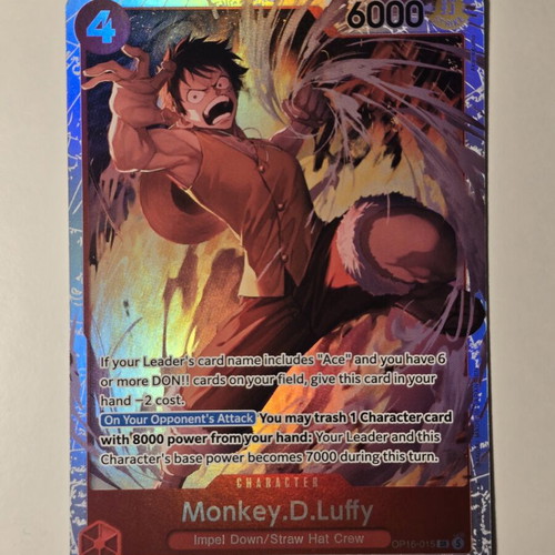 Monkey D. Luffy One Piece Card Game OP16-015 Super Rare like new