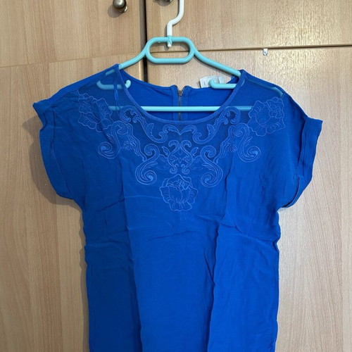 Zara μπλούζα κοντομάνικη μπλε, μέγεθος S, σαν καινούργια