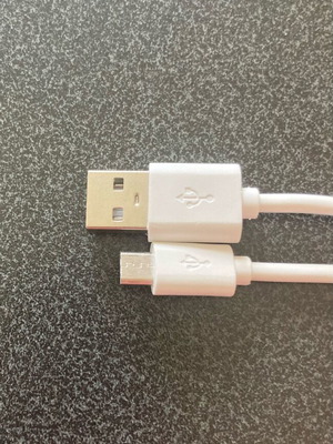 White USB-A to Micro-USB data and charging cable like new