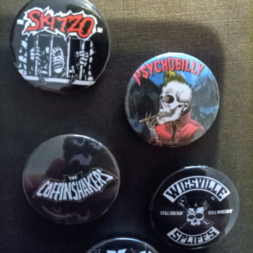 Psychobilly and Gothabilly pin badges, set of 9