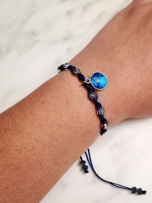 Women's Blue Aries Zodiac Bracelet new with silver details