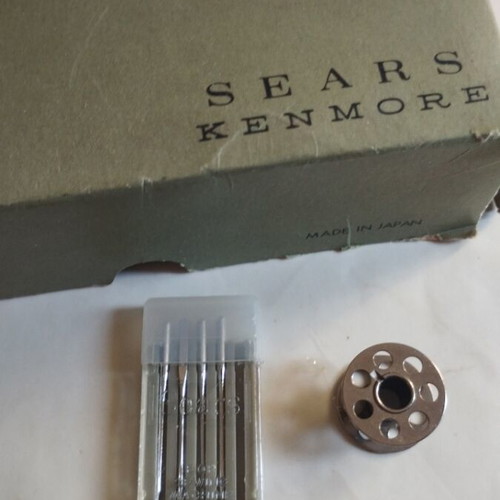 Sears Kenmore sewing machine consumables like new, needles and 3 metal bobbins