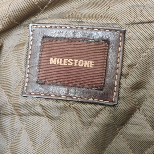 Milestone leather men's jacket used, dark brown, XXL