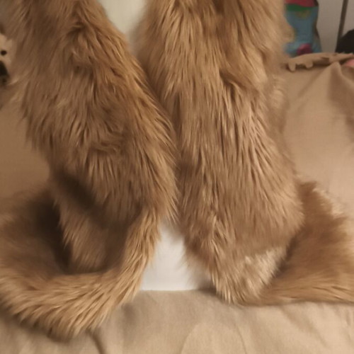 Vintage vegan fur vest refurbished, beige, long with clips