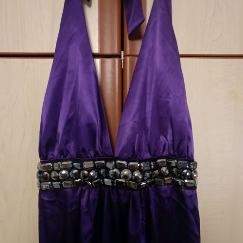 Satin dress like new with stones, size medium