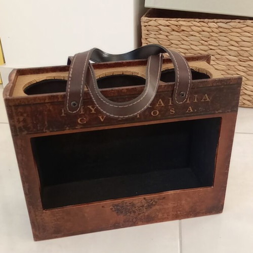 Wooden drinks holder for three bottles like new with book design