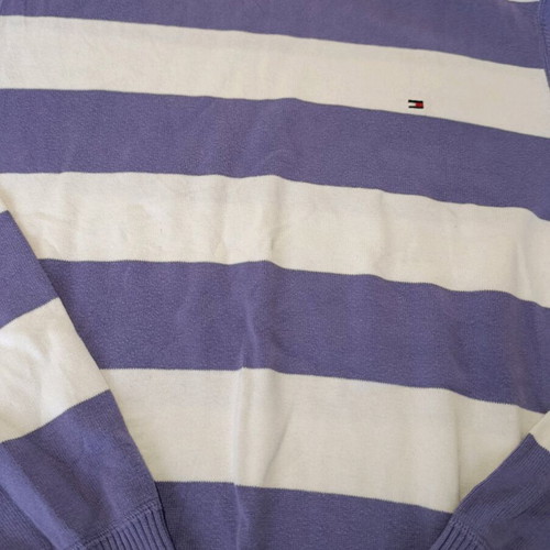 Tommy Hilfiger Premium Cotton XL sweater used, purple and white stripes