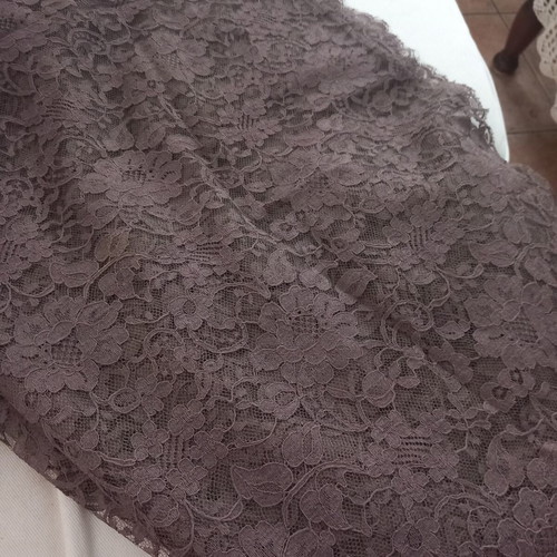Lace fabric satin chocolate color like new, 85cm width, 4m length