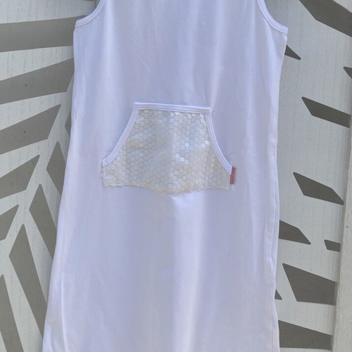 Alouette white sleeveless dress with sequins and adjustable waist like new