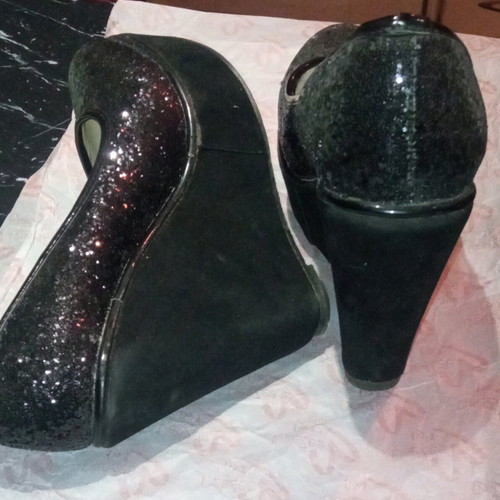 Migato platforms new, black with glitter and velvet, size 39