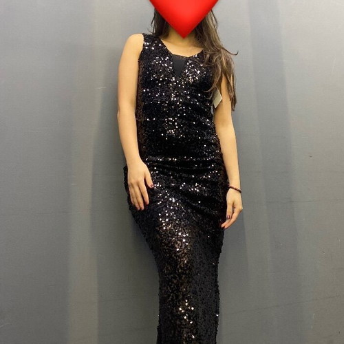 Black long sequin dress new, size S