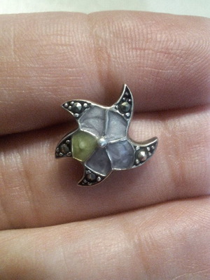 Vintage charm silver 925 with enamel and marcasites new