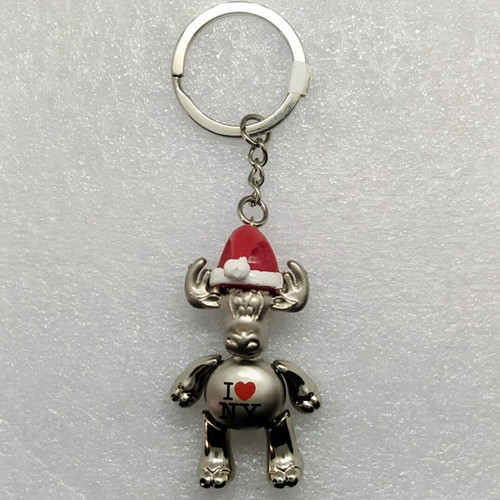Reindeer keychain with Christmas hat and I ❤️ NY, new