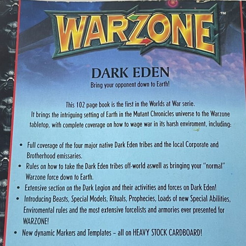 Warzone Dark Eden Mutant Chronicles Worlds at War Rulebook used