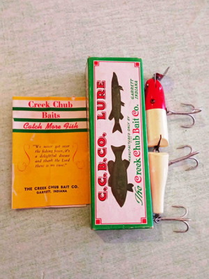 Creek Chub Jointed Pikie Minnow vintage ξύλινο δόλωμα με αυθεντικό κουτί και φυλλάδιο σαν καινούργιο