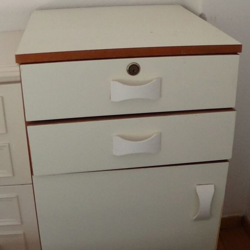 Wooden white drawer cabinet used with two drawers and one cupboard