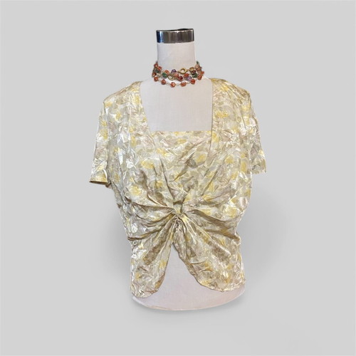 Vintage satin blouse Miracle Romantic like new, size S/M, beige multicolor