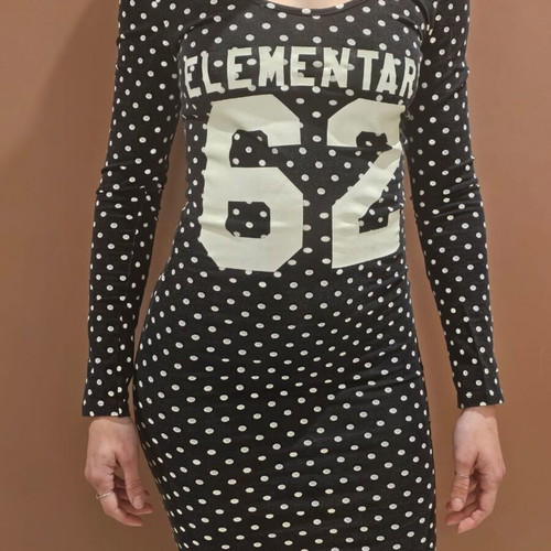 Black polka dot tight dress Pink Woman like new, size M