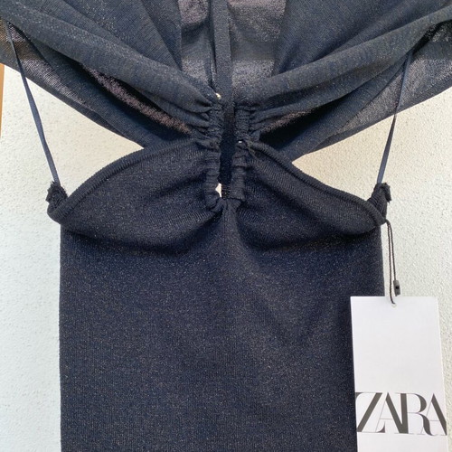 Zara knit mini black dress new
