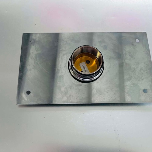 Stainless steel bathroom cover plate with brass connector used