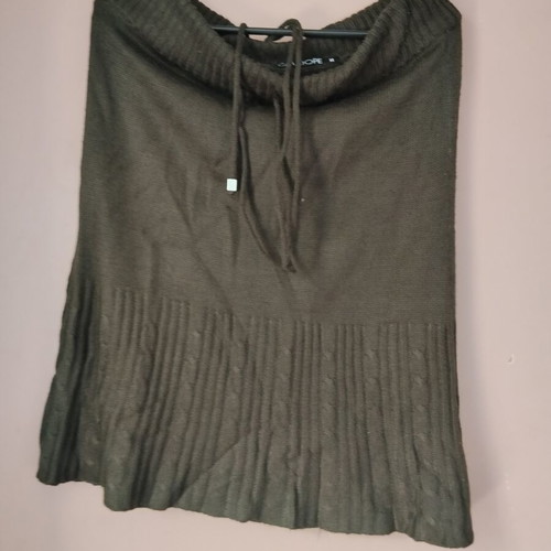 Calliope knitted vintage mini skirt size M used, dark olive green