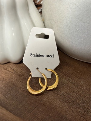 Stainless steel gold earrings new, oval shape