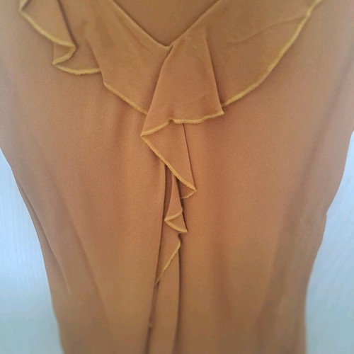 Lussile sleeveless blouse with ruffles like new, brown