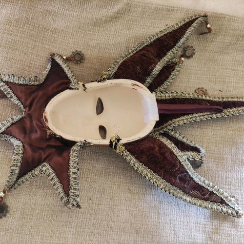 Handmade ceramic masks used, purchased from Italy