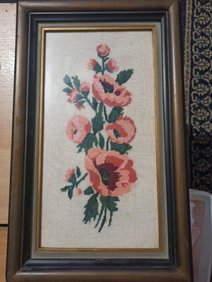Κάδρο με κέντημα μεταχειρισμένο, vintage 45x28 εκ.