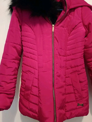 Lynne Fuchsia Quilted Jacket Like New with Lining and Fur