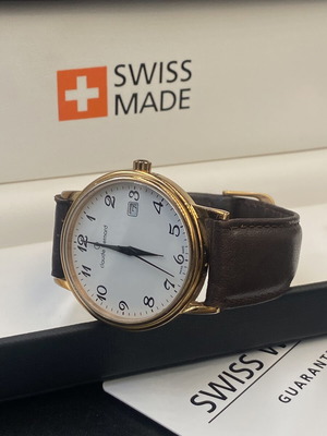 Claude Bernard Classic wristwatch like new, Swiss Made, white and gold