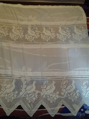 Handmade white curtain with lace new, dimensions 1.07x1.20
