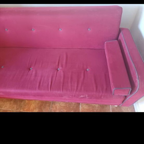 Three-seater sofa bed used, foldable double bed