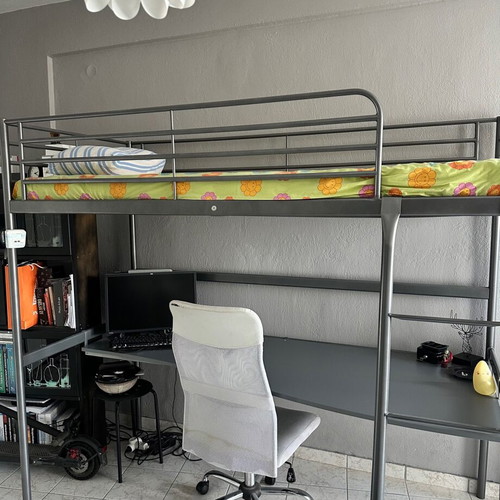 Bunk bed with desk and mattress