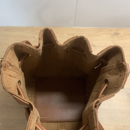Crossbody bag, brown, 22x18 cm, drawstring closure