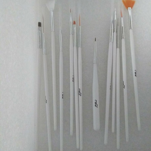 MSQ Nail Art Brush Set 15 Pieces, white