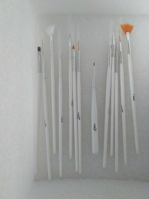 MSQ Nail Art Brush Set 15 Pieces, white