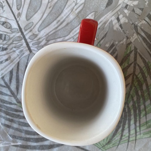 Nescafé vintage red ceramic mug with white Christmas design, like new