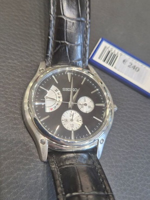 Seiko ανδρικό ρολόι καινούργιο με δερμάτινο λουράκι και μπαταρία