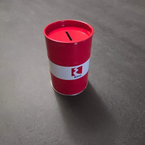 EKO Metal Barrel Coin Bank and Pencil Holder like new