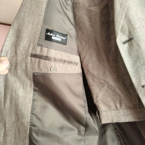 Andrea Doriani Exclusive men's linen suit, beige taupe