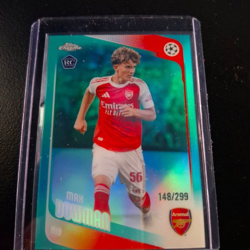 2025-26 Topps Chrome UEFA Max Dowman #57 RC Rookie Teal Lava Refractor card like new