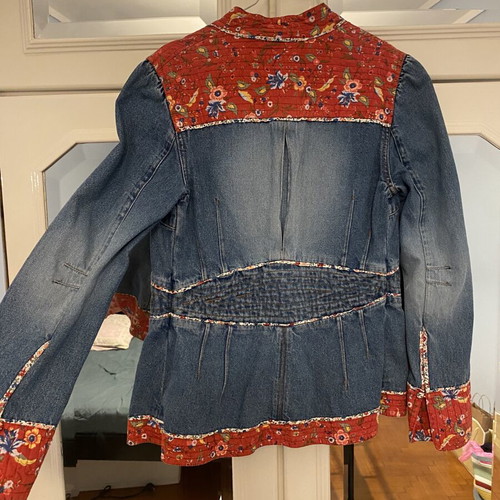 Denim jacket with patchwork blazer cut